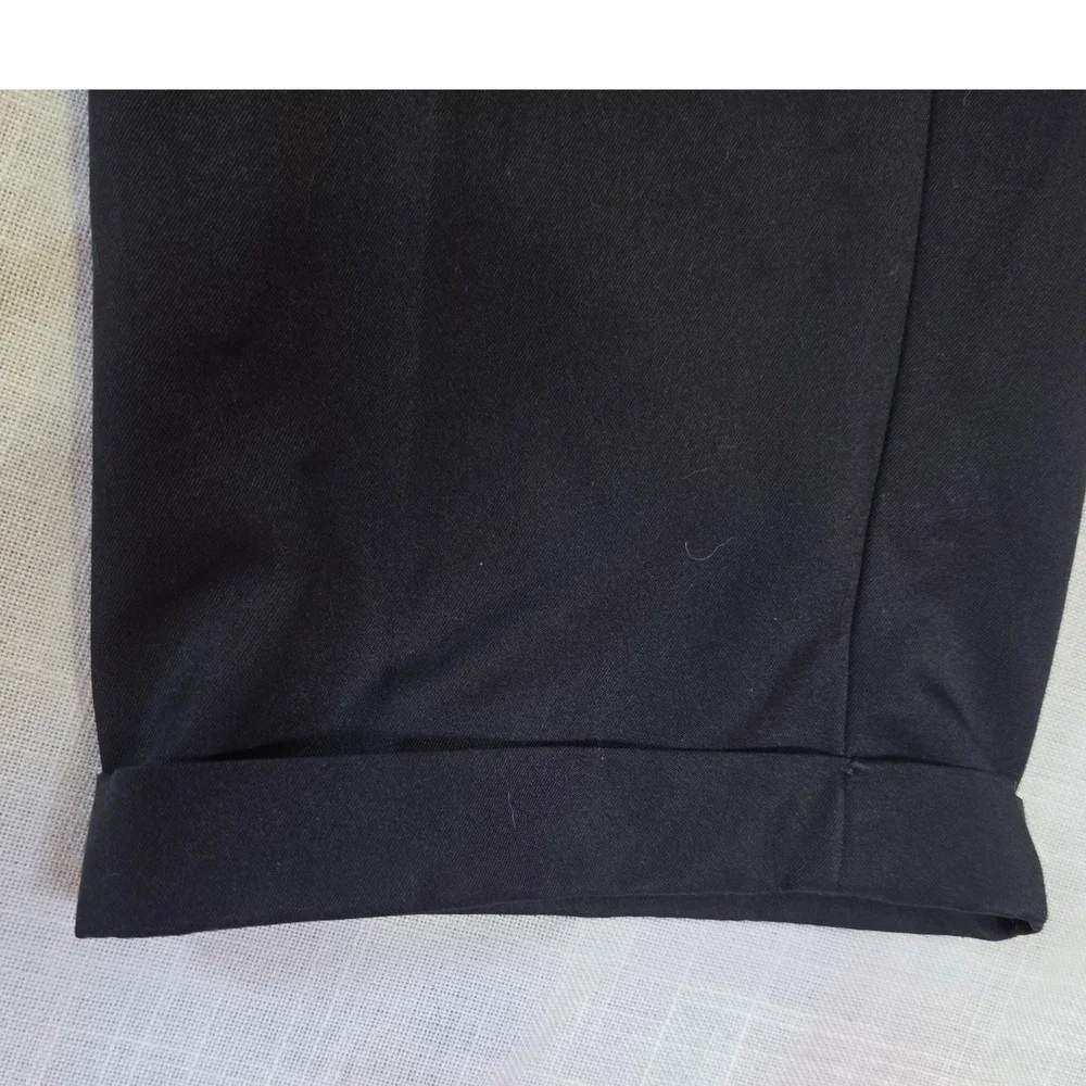 Savane Comfort Plus Mens Black Pleated Cuffed Dress Pants 34W x 34L F58994